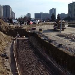 Excavation and rebar installation